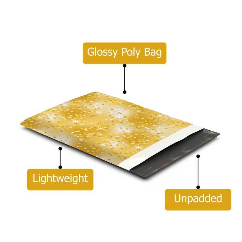 Pro Supply Global 10x13 (100) Gold Confetti Designer Poly Mailers Waterproof Self Sealing Tear Resistant Polymailers Shipping Envelopes Premium Printed Bags For Small Businesses - Image 3
